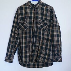 Quiksilver Green and Tan Casual Button Down Shirt